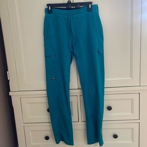 Grey’s Anatomy Spandex Stretch Logo Waist 3 Pocket Cargo Pants Womens XS/Teal